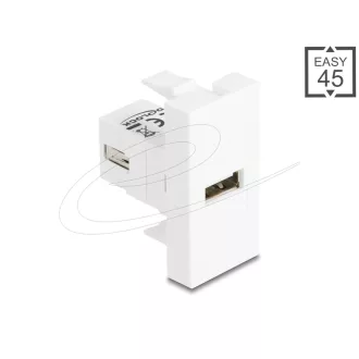   Delock Easy 45 modul USB 2.0 A-típusú anya - USB 2.0 A-típusú anya, fehér (90908)
