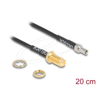   Delock Antenna kábel RP-SMA anya válaszfali csatlakozóval apa TS-9-dugó RG-174 20 cm (90919)