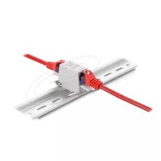   Delock RJ45 toldó Cat.6A szabvány aljzat aljzat porvédő sapkával, DIN sínre szerelhető, nem árnyékolt, szürke / fehér (90934)