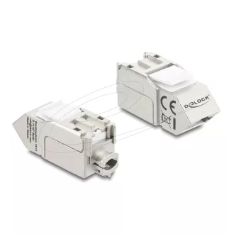   Delock Keystone modul RJ45 aljzat   LSA Cat.6A szabvány, 45 -ban döntött csatlakozó, árnyékolt, 90 -os kábelkivezetés, szerszámmentes, fémházas kivitel (90937)