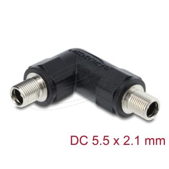   Delock DC Barrel Jack adapter DC 5,5 x 2,1 mm anya   anya csavarral, 90 -ban hajlított (90942)