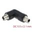 Delock DC Barrel Jack adapter DC 5,5 x 2,1 mm anya   anya csavarral, 90 -ban hajlított (90942)