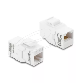   Delock Keystone modul összekötő, RJ45 aljzat RJ45 aljzat Cat.6A, árnyékolatlan, fehér (90991)