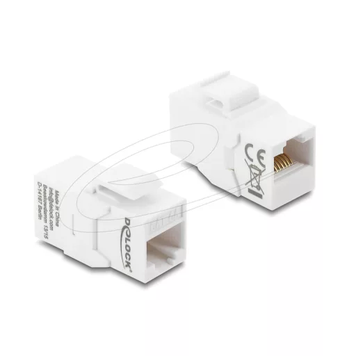 Delock Keystone modul összekötő, RJ45 aljzat RJ45 aljzat Cat.6A, árnyékolatlan, fehér (90991)