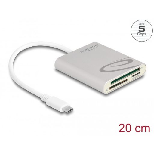 Delock USB Type-C  kártyaolvasó Compact Flash, SD vagy Micro SD memóriakártyákhoz (91005)