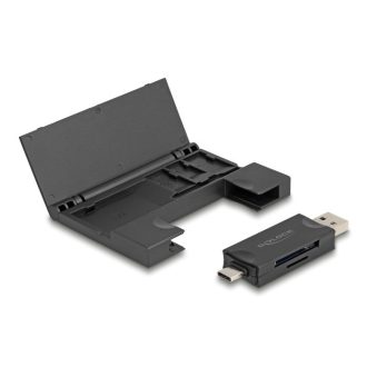   Delock Kártyaolvasó USB 5 Gbps USB Type-C  / A-típusú SD és Mikro SD memóriakártyákhoz praktikus memória kártyatokkal - fekete (91014)