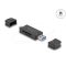 Delock Kártyaolvasó USB 5 Gbps USB Type-C  / A-típusú SD és Mikro SD memóriakártyákhoz fekete (91020)