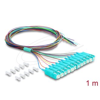   Delock Optikai szálas pigtail fanout kábel 12 x SC-UPC simplex csatlakozóval 12 x szabad kábelvégek, 1 m (91048)