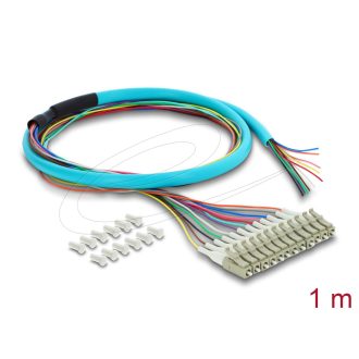   Delock Optikai szálas pigtail fanout kábel 12 x LC-UPC simplex csatlakozóval 12 x szabad kábelvégek, 1 m (91054)