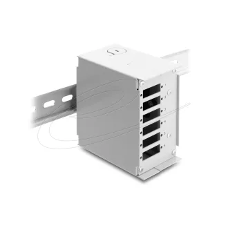  Delock 6 portos optikai szál elosztó panel, SC Duplex vagy LC Quad csatlakozáshoz, szürke fém, DIN-sínre szerelhető (91065)