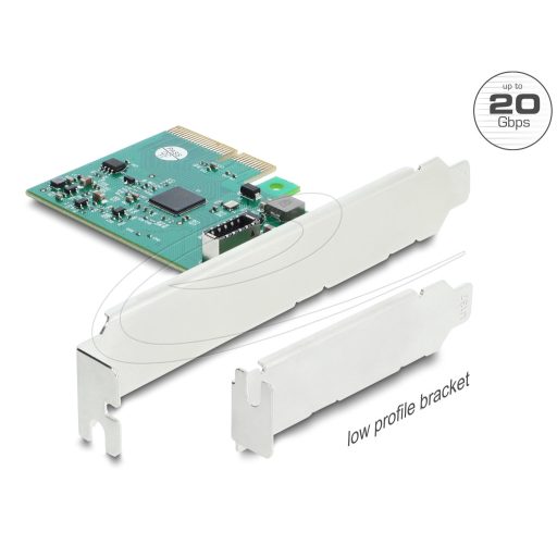 Delock PCI Express x4 Kártya 1 x belső USB 20 Gbps E típusú A kulcsos csatlakozóval   alacsony profilú formatényező (91070)