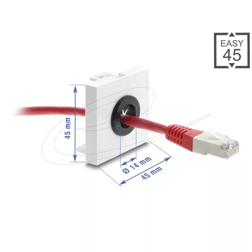 Delock Easy 45 kábelátvezető, kerek, O 14 mm, fehér / fekete (91071)