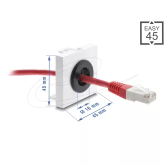   Delock Easy 45 kábelátvezető, kerek, O 16 mm, fehér / fekete (91072)