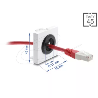   Delock Easy 45 kábelátvezető, kerek, O 21 mm, fehér / fekete (91074)