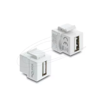   Delock Mini Keystone modulösszekötő USB 2.0 A-típusú aljzat   USB 2.0 A-típusú aljzat, fehér (91080)