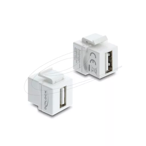Delock Mini Keystone modulösszekötő USB 2.0 A-típusú aljzat   USB 2.0 A-típusú aljzat, fehér (91080)