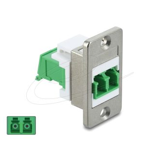   Delock Panelre szerelhető LC Duplex anya - LC Duplex anya lézervédelemmel, belül lepattintható, ezüst / zöld / fehér (91088)