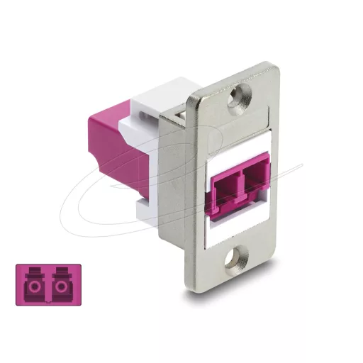 Delock Panelre szerelhető LC Duplex anya - LC Duplex anya ezüst / lila / fehér (91100)