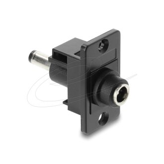   Delock Panelrögzítő DC 5.5 x 2.1 mm-es anya - DC 5.5 x 2.1 mm-es apa, fekete (91116)