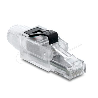   Delock RJ45 csatlakozó dugó helyszíni szereléshez Cat.6A, árnyékolatlan, átlátszó / fekete (91127)