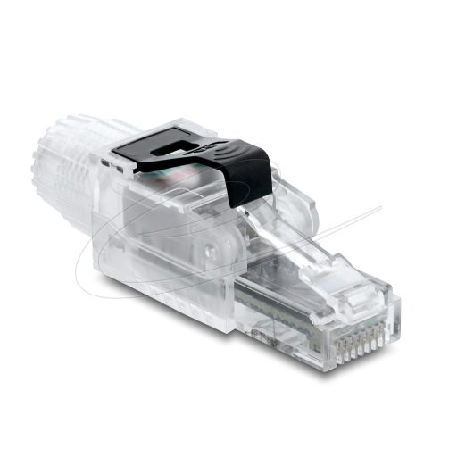 Delock RJ45 csatlakozó dugó helyszíni szereléshez Cat.6A, árnyékolatlan, átlátszó / fekete (91127)