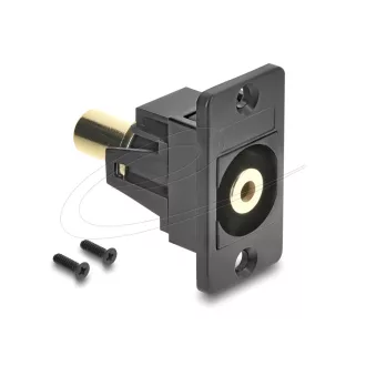   Delock Panelre szerelhető sztereó jack anya 3,5 mm 3 tűs - sztereó jack anya 3,5 mm 3 tűs, aranyozott, fekete (91207)