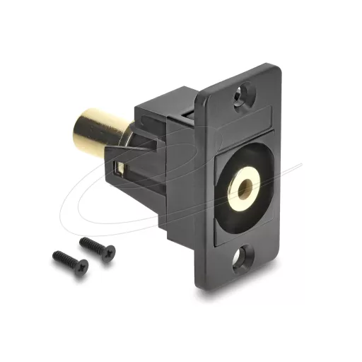 Delock Panelre szerelhető sztereó jack anya 3,5 mm 3 tűs - sztereó jack anya 3,5 mm 3 tűs, aranyozott, fekete (91207)