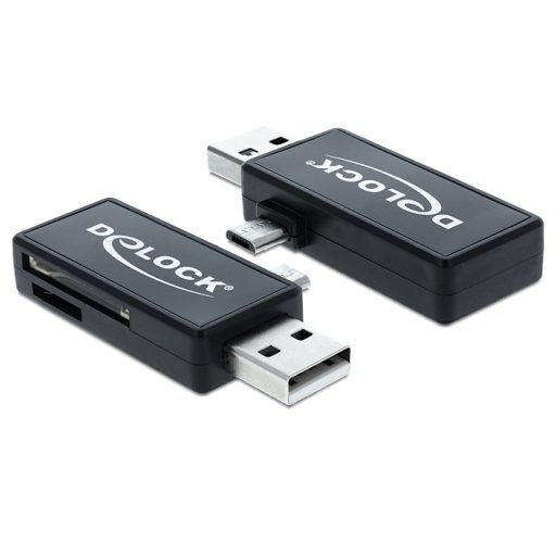 Delock Micro USB OTG-kártyaolvasó + USB A-csatlakozódugó (91731)
