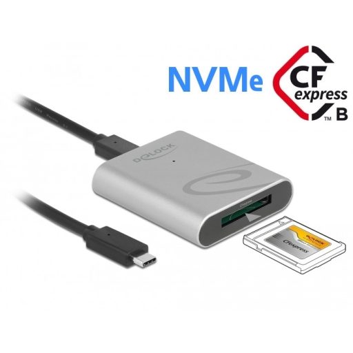 Delock USB Type-C  kártyaolvasó alumínium keretben CFexpress memória kártyákhoz (91751)