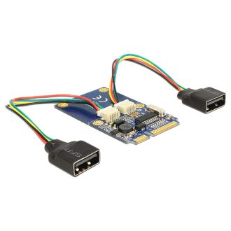   Delock modul MiniPCIe I/O teljes méretű 2 x USB 2.0 A típusú anya (95242)