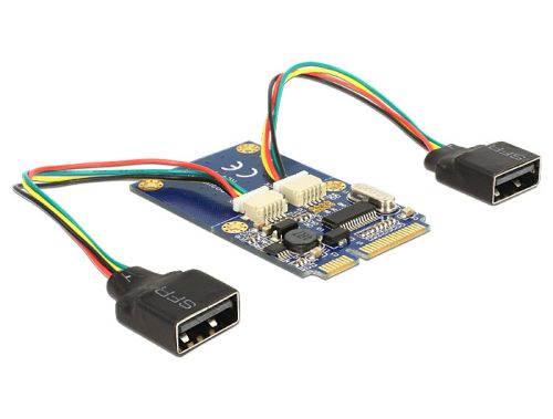 Delock modul MiniPCIe I/O teljes méretű 2 x USB 2.0 A típusú anya