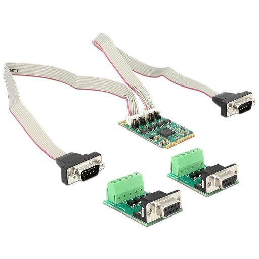 Delock Mini PCIe I/O PCIe teljes méret 2 x Serial RS-422 / 485  600 W Surge (95245)