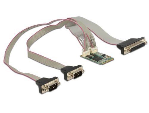 Delock modul MiniPCIe I/O PCIe teljes méretű 2 x soros RS-232 + 1 x párhuzamos (95246)
