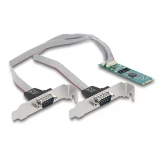   Delock M.2 kártya - 2 x soros RS-232 DB9 standard és alacsony profilú csatlakozó felületekkel (95270)