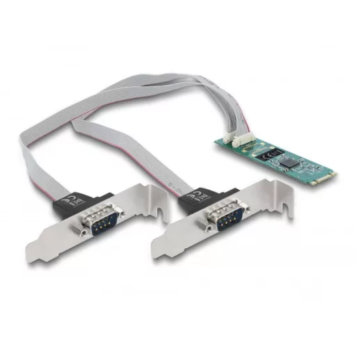 Delock M.2 kártya - 2 x soros RS-232 DB9 standard és alacsony profilú csatlakozó felületekkel (95270)