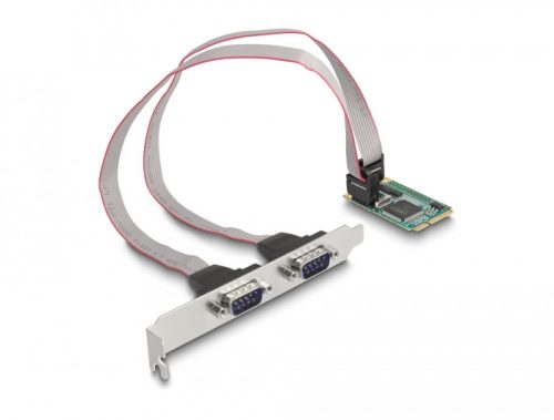 Delock Mini PCIe kártya teljes méret - 2 x Soros RS-232 D-Sub 9 tűs (95273)