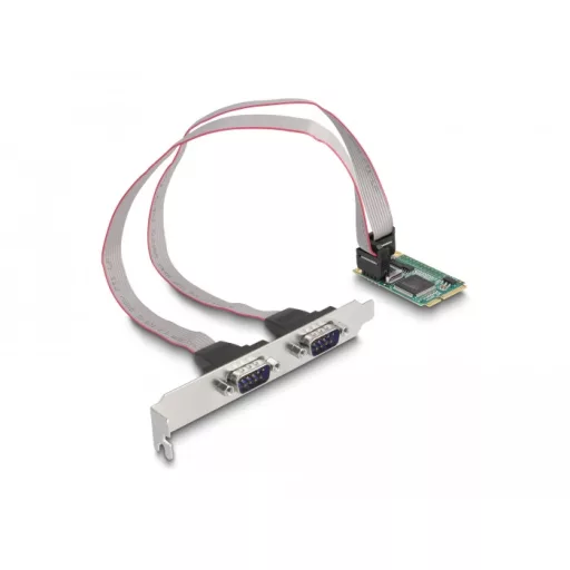 Delock Mini PCIe kártya teljes méret - 2 x Soros RS-232 D-Sub 9 tűs (95273)