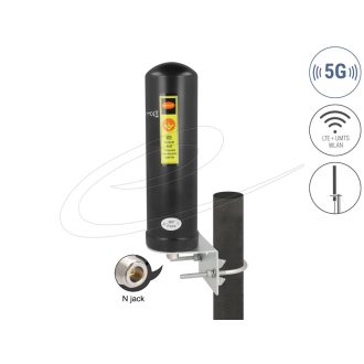   Delock 5G LTE antenna N anya 3 - 5 dBi irányítatlan, kültéri fali és állított elhelyezésre fekete (96093)