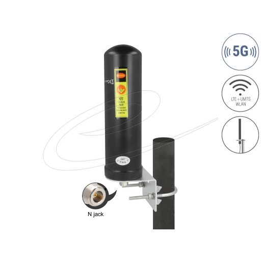 Delock 5G LTE antenna N anya 3 - 5 dBi irányítatlan, kültéri fali és állított elhelyezésre fekete (96093)