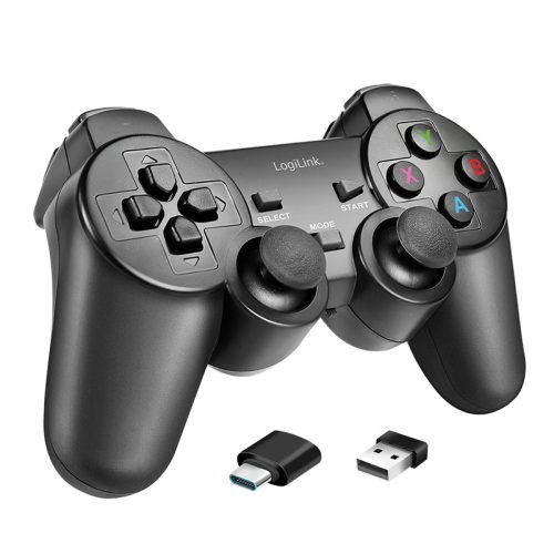 Logilink Vezeték nélküli játékvezérlő, 2,4 GHz, Windows PC, Android eszközök, TV boxok, PS3, fekete