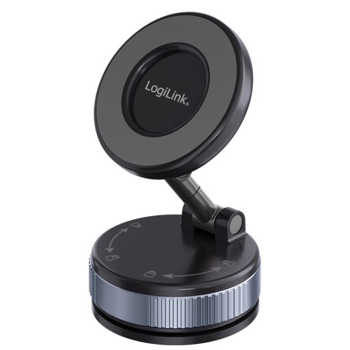 Logilink Mágneses okostelefon-tartó 2 db 180 -os csatlakozással, csavarzárral és vákuumos tapadókoronggal, fekete/bronz (AA0198)