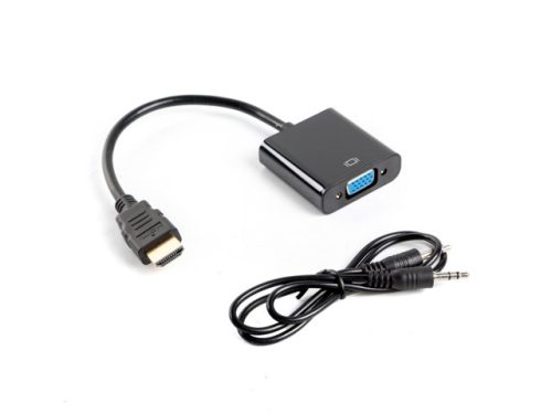 Lanberg HDMI-A apa - VGA anya + mini jack 3.5mm anya adapter, 20cm (AD-0017-BK)