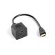 Lanberg HDMI-A apa - HDMI-A anya 2x elosztó adapter, 20 cm (AD-0019-BK)