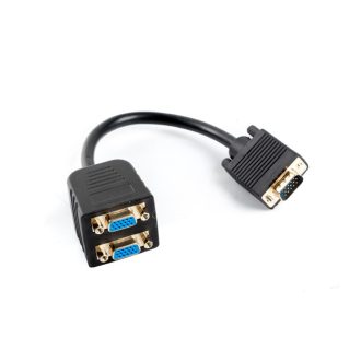   LANBERG VGA(M)->2X VGA(F) ADAPTER KÁBEL 20CM FEKETE (AD-0020-BK)