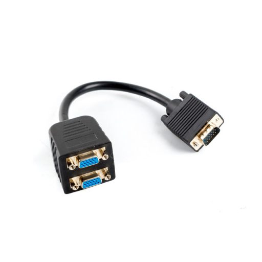 LANBERG VGA(M)->2X VGA(F) ADAPTER KÁBEL 20CM FEKETE (AD-0020-BK)