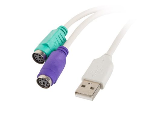 LANBERG USB-A(M) 2.0->2X PS/2 ADAPTER FEHÉR (AD-0025-W)