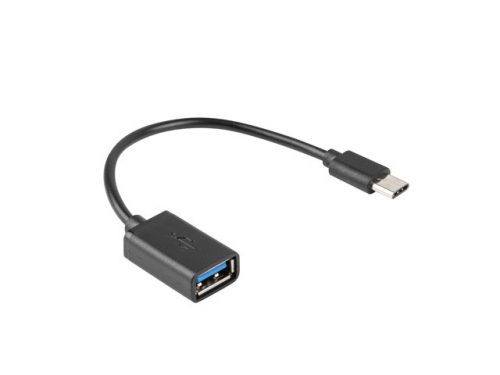 LANBERG USB-C(M) 2.0->USB-A(F) ADAPTER KÁBEL 15CM OTG FEKETE