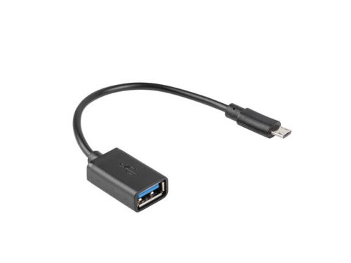 LANBERG USB MICRO(M) 2.0->USB-A(F) ADAPTER 15CM OTG FEKETE (AD-OTG-UM-01)