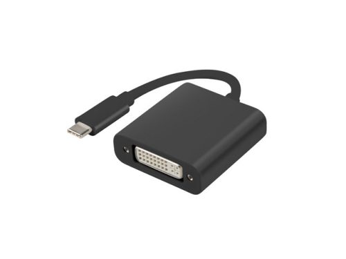 LANBERG USB-C(M) 3.1->DVI-I(F)(24+5) ADAPTER KÁBEL 15CM DUAL LINK (DISPLAYPORT ALT MÓD) FEKETE