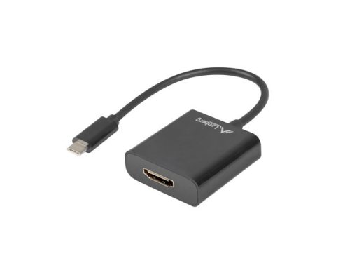 LANBERG USB-C(M) 3.1->HDMI(F) ADAPTERKÁBEL 15CM (DISPLAYPORT ALT MÓD) FEKETE